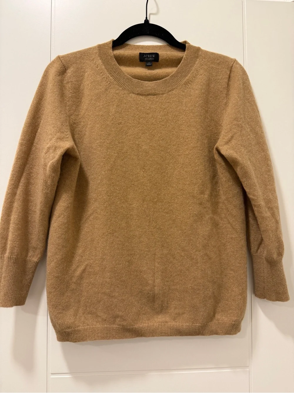 J. Crew Camel/Tan 100% Cashmere Crewneck Sweater